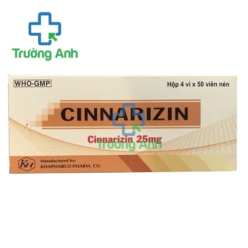 Cinnarizin Khapharco - Phòng say tàu xe, chóng mặt, ù tai, buồn nôn