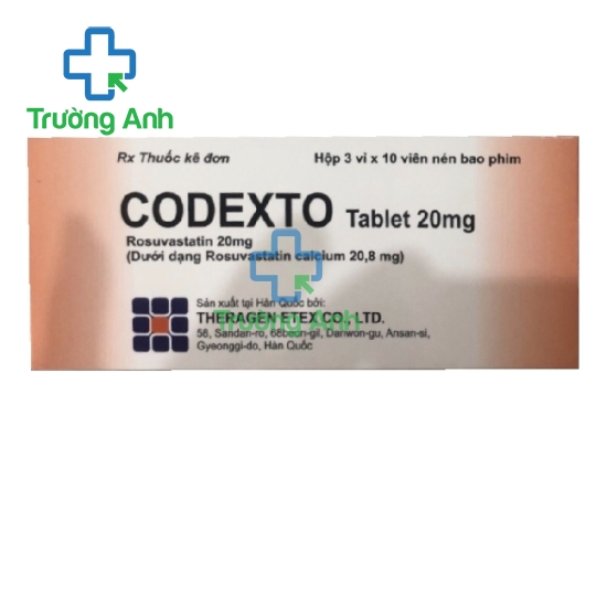 Codexto tablet 20mg - Thuốc điều trị tăng cholesterol máu hiệu quả