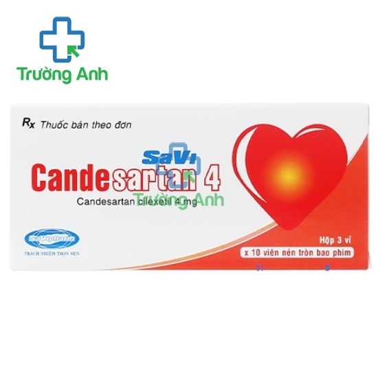 Savi Candesartan 4 - Thuốc điều trị tăng huyết áp, suy tim hiệu quả